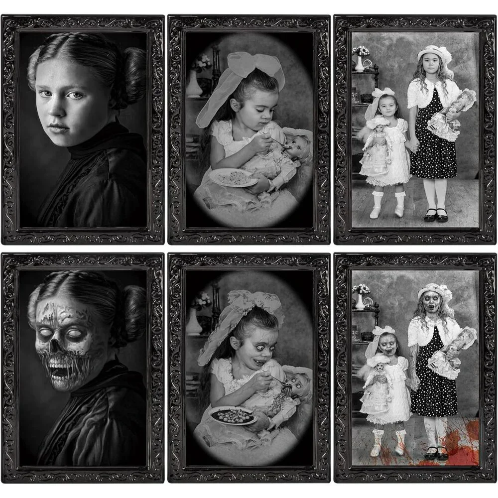 Halloween Decoration Scary Indoor Wall Decor, 3Pack 3D Changing Face Moving Pict - Picture 1 of 7